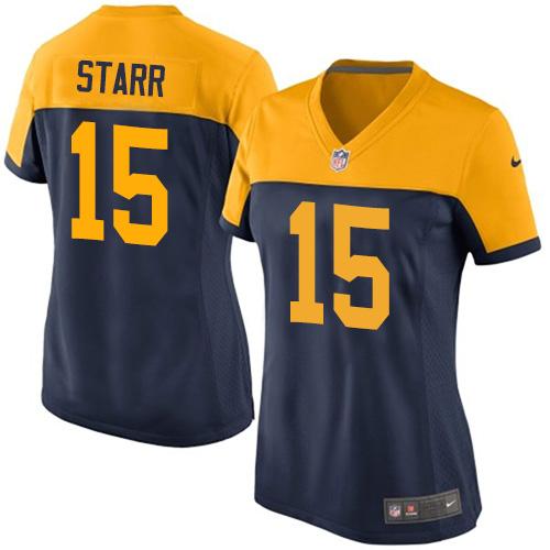 Nike Packers #15 Bart Starr Navy Blue Alternate Women's Stitched NFL New Elite Jersey - Click Image to Close